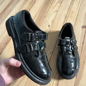 Dr. Martens rainbow Black Patent Leather Double Strap Mary Jane Shoes women 5 US